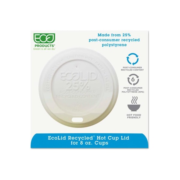 Eco-Products Eco-Lid 25% Recycled Content Hot Cup Lid, Fits 8 oz Cups, 1000/Carton EP-HL8-WR - main